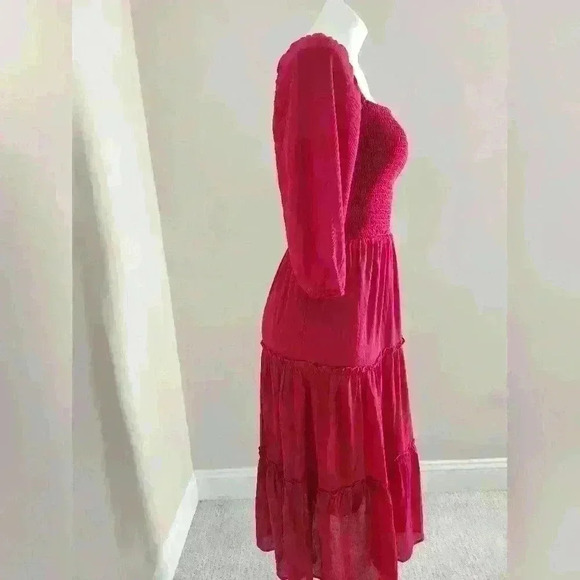 Ruby Red square neck midi dress - Picture 3 of 4